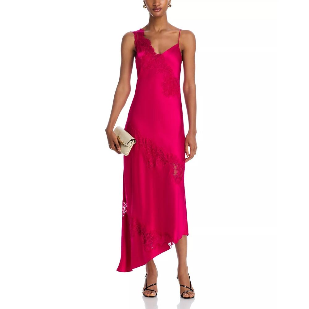 NWT A.L.C. 'Stella' Deep Magenta Lace Slip Silhouette Midi Dress Size 6